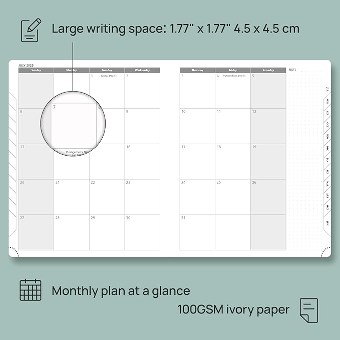 POPRUN Planner 2025-2026, (Large 8.5'' x 10.5'' Hard Cover) Academic Calendar (July 25-June 26) Daily Weekly and Monthly Appointment Book with Hourly Time Slots, Monthly Tabs, 100 GSM - Burgundy