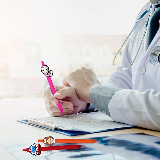 Nursing Pens 10Pcs Cute Novelty Gel Pens Funny Doctor Ballpoint Pen Nurse Accessories for Work Aesthetic Black Ink for Cna Medical Nursing Student Supplies Nurse Week Back to School gifts Party Favor