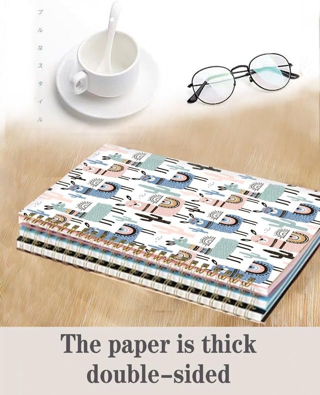 Spiral Journal Notebook,A5 Hardcover Lined Journals for Women Girl 6 x 8.3 in,120 Pages Thick Paper,Cute College Ruled Writing Notebook for Gifts Office Work School(Cute Llamas)