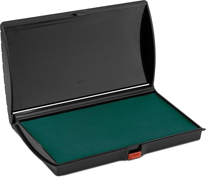 Large Premium Green Ink Stamp Pad - 3" by 6" - Quality Felt Pad - Case with Closing snap