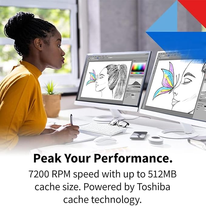 Toshiba X300 PRO 14TB High Workload Performance for Creative Professionals 3.5-Inch Internal Hard Drive – Up to 300 TB/Year Workload Rate CMR SATA 6 GB/s 7200 RPM 512 MB Cache - HDWR51EXZSTB