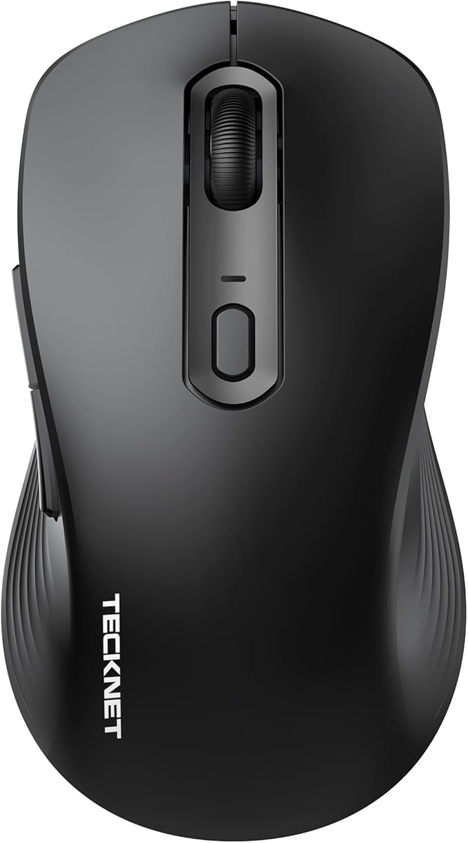 TECKNET Bluetooth Mouse, [ USB + BT1 + BT2 ] Wireless Mouse for Laptop, Silent Click, Full-Size, 4800 DPI Computer Mice Wireless, Dual Mode for Laptop, Computer, iPad, MacBook