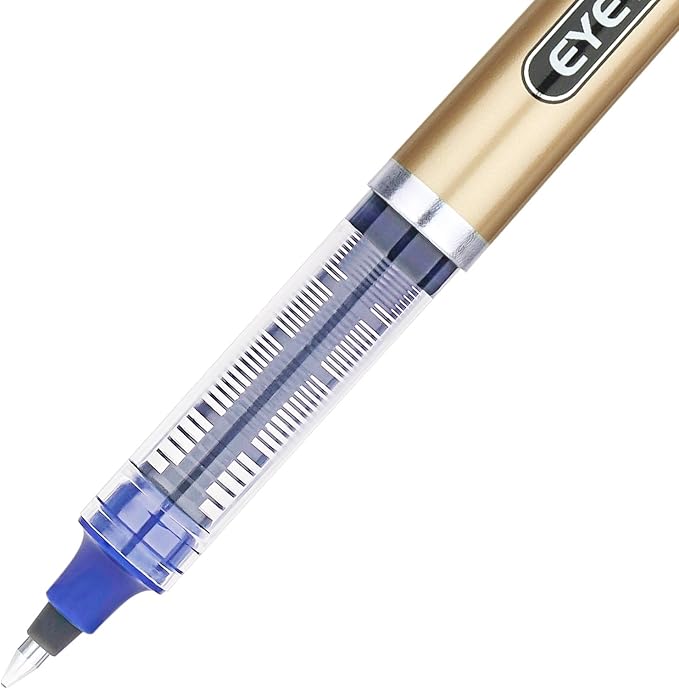 EYEYE 0.7mm Blue Rollerball Pens 12 Pack Medium Point Smooth Writing Pens, Quick Dry Liquid Ink for Journaling, Note Taking, Office & School Supplies