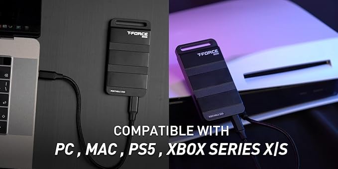 TEAMGROUP T-Force M200 Portable External SSD 2TB USB3.2 Gen2x2 Type-C Read/Write 2000MB/s Compatible with PS5 & Xbox & Chrome OS T8FED9002T0C102