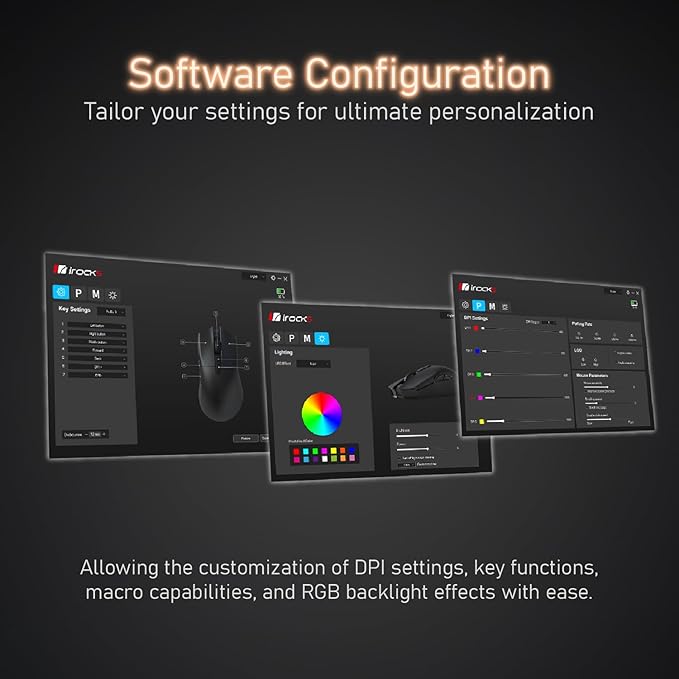 iRocks M31R Wireless Gaming Mouse, Triple Mode 2.4G/ Bluetooth/USB-C Detachable Cable Gaming Mouse, Kailh GM8.0 Switches, Advanced PixArt PAW3395 Optical Sensor, Up to 26,000 DPI - Light Buff Brown