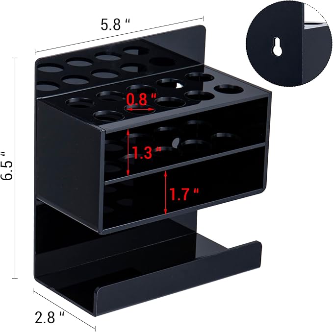 MyGift Wall Mounted Dry Erase Whiteboard Marker Holder Stand with 10 Marker Slots and Eraser Holder, Black Set of 2