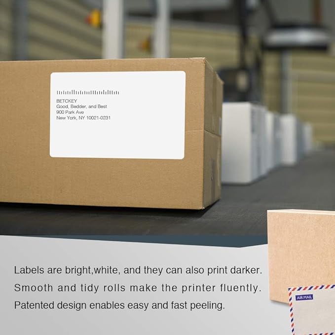 BETCKEY - Compatible DYMO 1744907 4x6 Shipping Labels, Perforated, Compatible with DYMO Labelwriter 4XL Rollo & Zebra, NOT Fit 5XL [12 Rolls/2640 Labels]