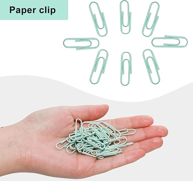 Macaron Colored Paper Clips, 1.1" Medium Paper Clip（28mm, 600pcs Paperclips for Office Supplies and Organization (Cyan)