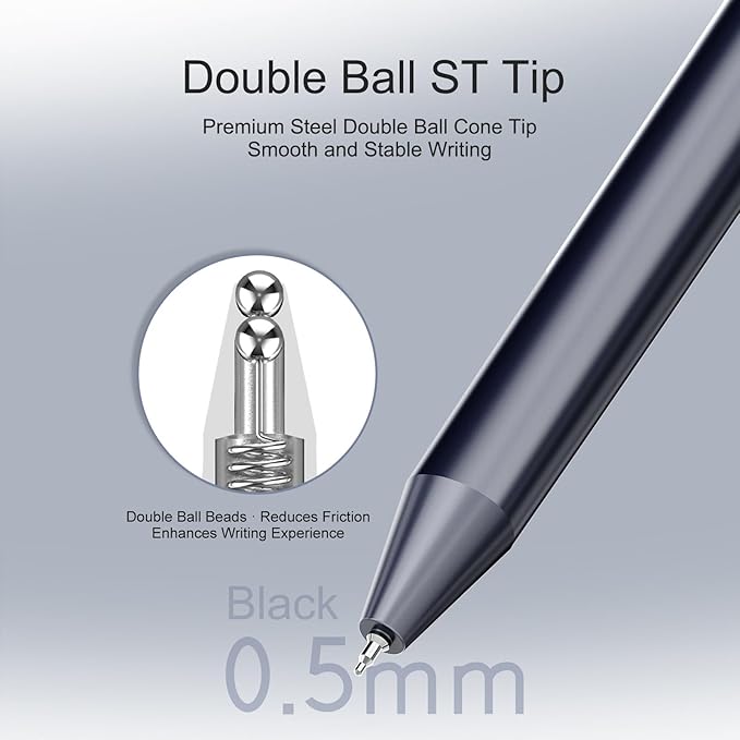 Comix Gel pens,10 Pack,Dual Ball Nib,Fine Point 0.5 mm,Black Quick Dry Ink, Low Center of Gravity Counterweight Signing Pen,Ideal for Smooth Writing