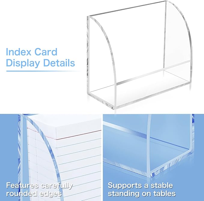 2 PCS Index Card Display Stand 4.7 X 2.4 X 6.3 Acrylic Card Holder for Desk File Note 4x6 Clear Postcard Stand Index Card Rack Acrylic Business Stand for Office Business Classroom(No Card)