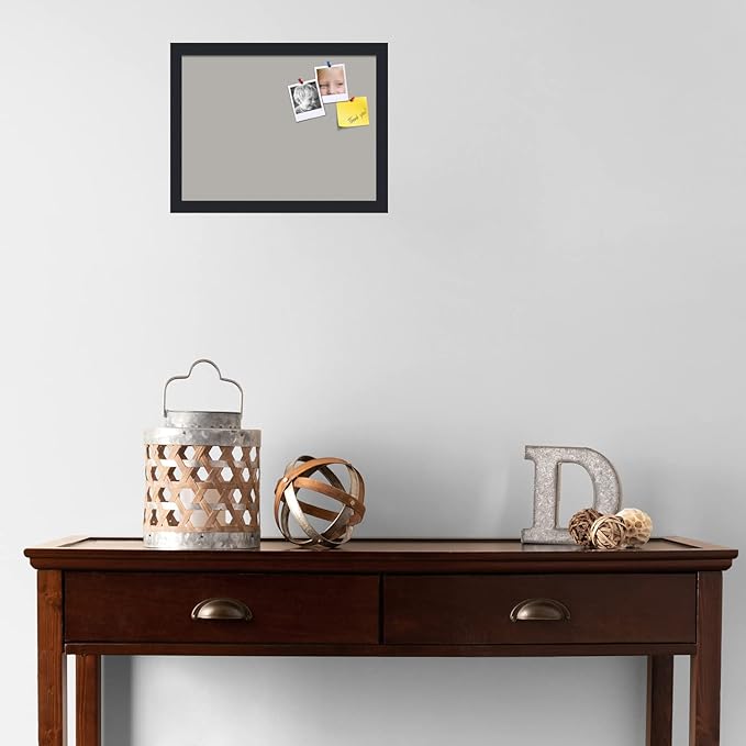 PinPix 16x12 Inch Cork Bulletin Board. This Decorative Framed Pin Board Comes with Dark Stone Design and a Satin Black Frame. Ideal for Home Office Decor or Message Board (PinPix-1808)