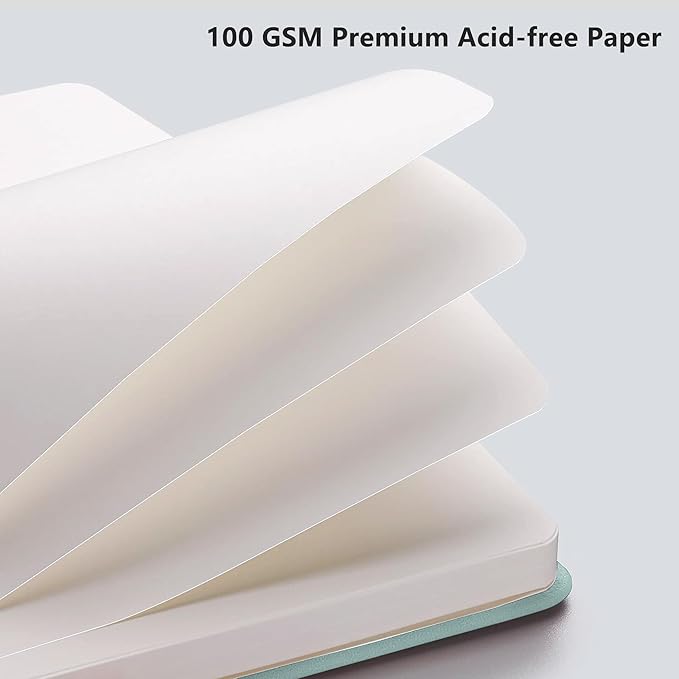 RETTACY Blank Journal Notebook, 192 Pages, A5 Medium Size (5.7'' x 8.3''), Leather Hardcover, 100 GSM Thick Paper, for Sketching, Drawing, Painting (Blue-gray)