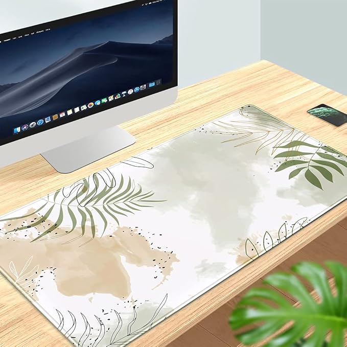 Keyboard mat Kawaii Mousepad Matcha Green Plant Abstract Accessories Desk pad Mouse mat for Desktop Gamer Girl Office Accessories for Women Pink Desk Organizer Large Gaming Pads …