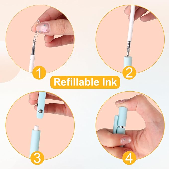 5 PCS Gel Ink Pens, 0.7mm Medium Tip Black Ink Roller Ball Pens, Fine Point Smooth Writing Pens, Aesthetic Ballpoint for Journaling School Office Supplies, Gifts for Women Men