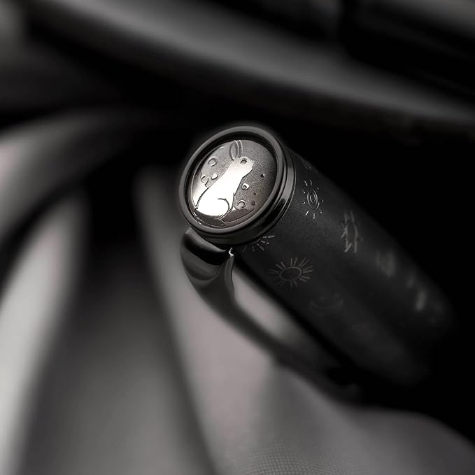 Hongdian N7 Gray Resin Piston Fountain Pen Rabbit Cap, Iridium Medium Nib Classic Pen Smooth Writing Pen with Metal Box