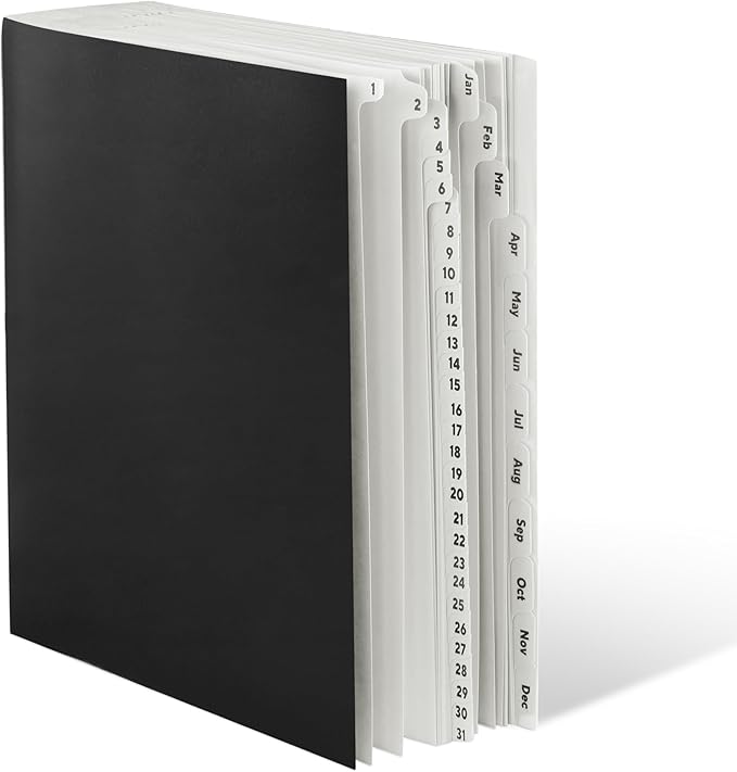 Amazon Basics Expanable Office File Sorter,Daily & Monthly File Organizer, Letter Size, Black