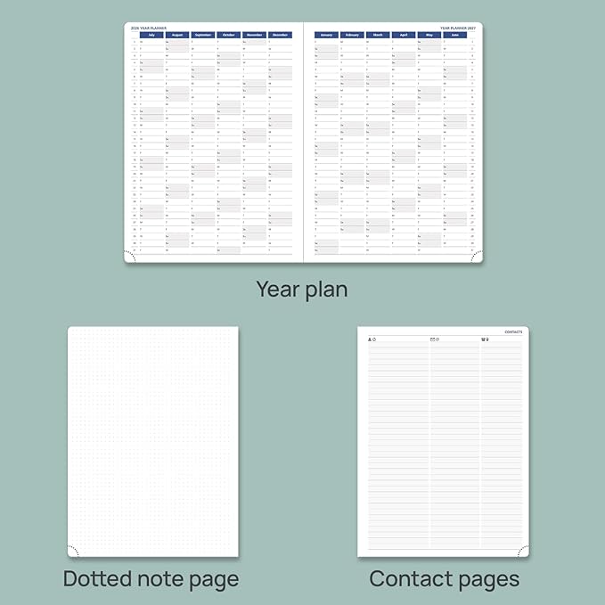 POPRUN Academic Planner 2025-2026, 8.5'' x 11.25'', Quarter-Hourly Appointment Book (July 2025-June 2026) with PU Leather Soft Cover, Dual Pockets, Monthly Tabs, 100GSM Thick Paper - Midnight Green