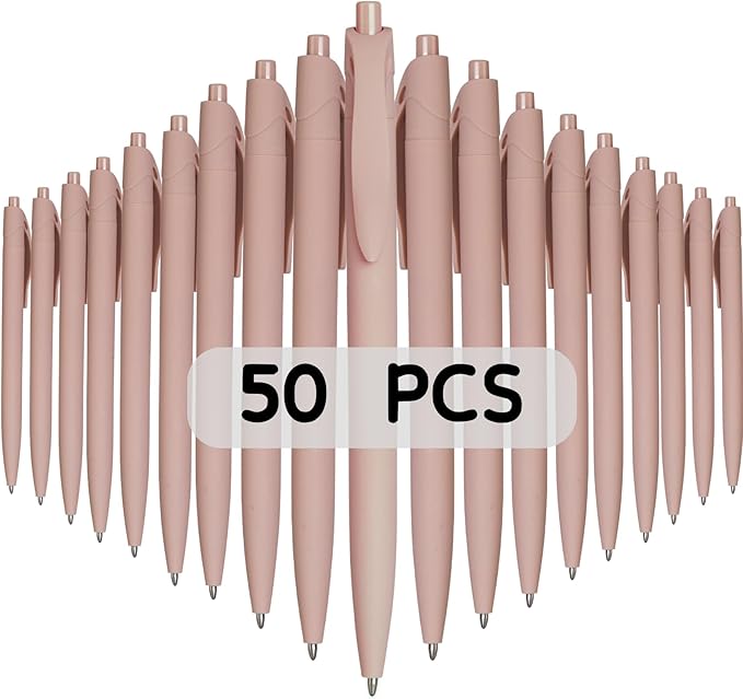 BallPoint Pens, 50 Pack (BLACK Ink),Bulk Pens, Pale Dogwood Pink Barrel,Click Pens for Office Home and School, Retractable Ballpoint Pens, Medium Point, 1.00MM (Pale Dogwood Pink)