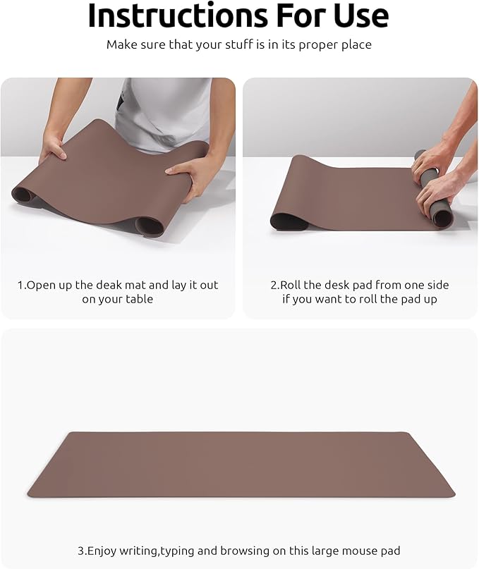 YSAGi Leather Desk Protector, Office Mat, Large Mouse Mat, Non-Slip PU Leather Blotter, Laptop Pad, Waterproof Writing Pad for Office and Home (Chocolate, 23.6" x 13.8")