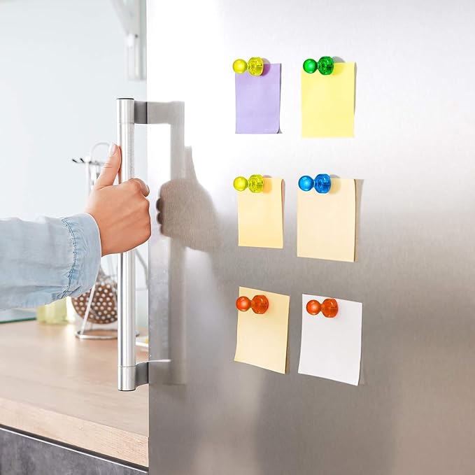 60 PCS Colorful Strong Magnetic Push Pin Magnets, Office Classroom Magnets,6 Assorted Color, Perfect to use as Kitchen Home and School, Map Magnets,Whiteboard Magnets