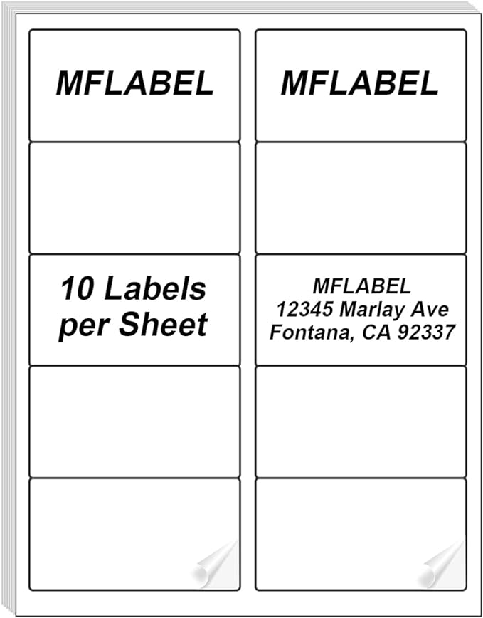MFLABEL 2x4 Shipping Address Labels, 10-UP, 20000 Count, 2000 Sheets for Printer, Internet Mailing, FBA Stickers 2" x 4" for Laser/Inkjet Printer
