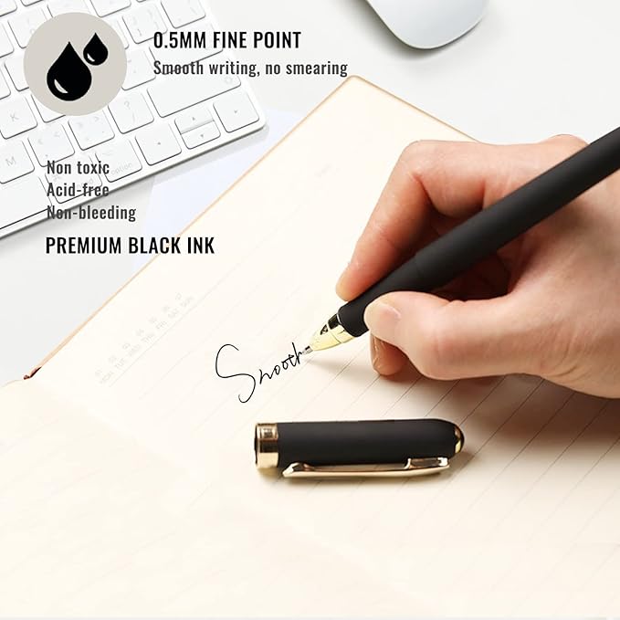 Pen with Stylus Tip, P-223B, Gel Pens Fine Point [0.5mm] Black Ink, Roller Ballpoint Pens Matt Design, Stationery Pens for School Office Supplies