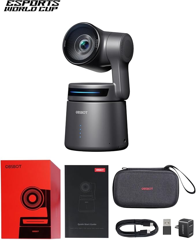 OBSBOT Tail Air NDI Streaming Camera 4K, AI Tracking PTZ Camera with Intelligent APP, Gesture Control, HDMI/USB-C/Wireless Webcam, Video Camera Live Stream for YouTube, Chruch, Worship, Creator, etc.