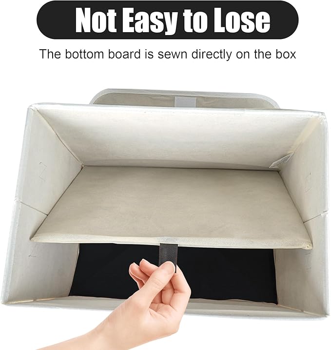 Large 22 Quart Linen Fabric Foldable Storage Bin Cube Organizer Basket with Flip-Top Lid & Handles, Clothes Blanket Box for Home, Office, Closet, Black & White, 4 Pack 14.6 x 9.5 x 9.5