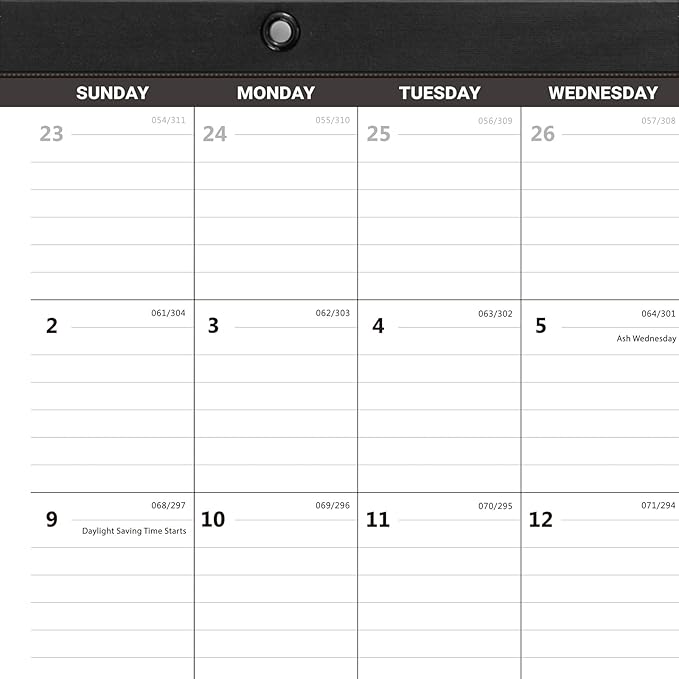 Nekmit Desk Calendar 2025-2026, Yearly Monthly Desk Pad Calendar for Planning, Ruled Blocks, July 2025 - June 2026, 14" x 11", Black