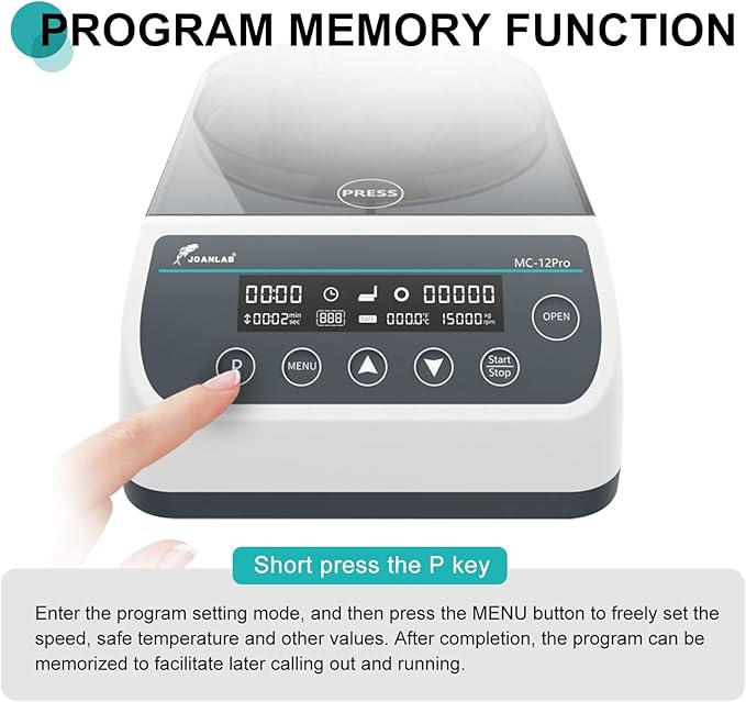 Lab High Speed Centrifuge Machine Bechtop Microcentrifuges 3 in 1 Rotor for 0.2/0.5/1.5/2mL Tube Capacity (12000RPM)