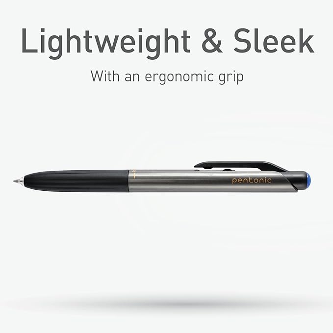 Pentonic GR-T Retractable Gel Pens, 24 Count, Assorted Color Ink (12 Black, 8 Blue, 4 Red), 0.7 mm Fine Point, Smooth Writing For Journaling (1002360)