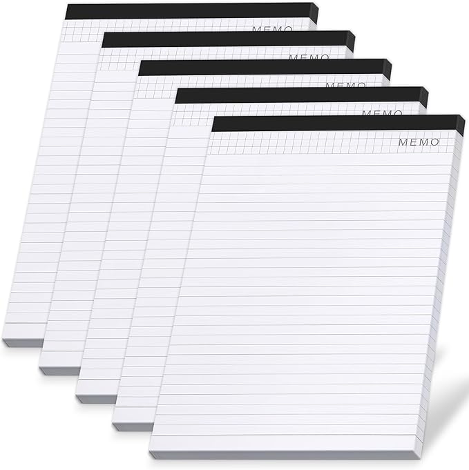 SAYEEC Legal Pads, A4 Size Wide Ruled Writing Note Pads, 8" x11" Lined Notepad Notebook Paper for Business School College Office, 40 Sheets Per Pad, 5 Pack