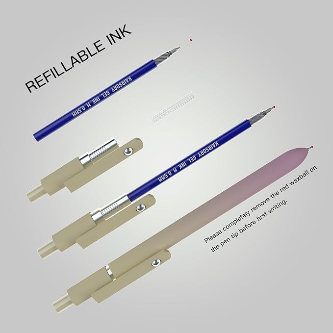 Blue Gel Pens Refills,Retractable Gel Ink Pen Refills Bulk,pen refills for twist pens,Fine Point 0.5mm Blue Ink, Smooth Writing Retractable Click Pen Refills(15 Pcs Blue Ink-0.5mm)