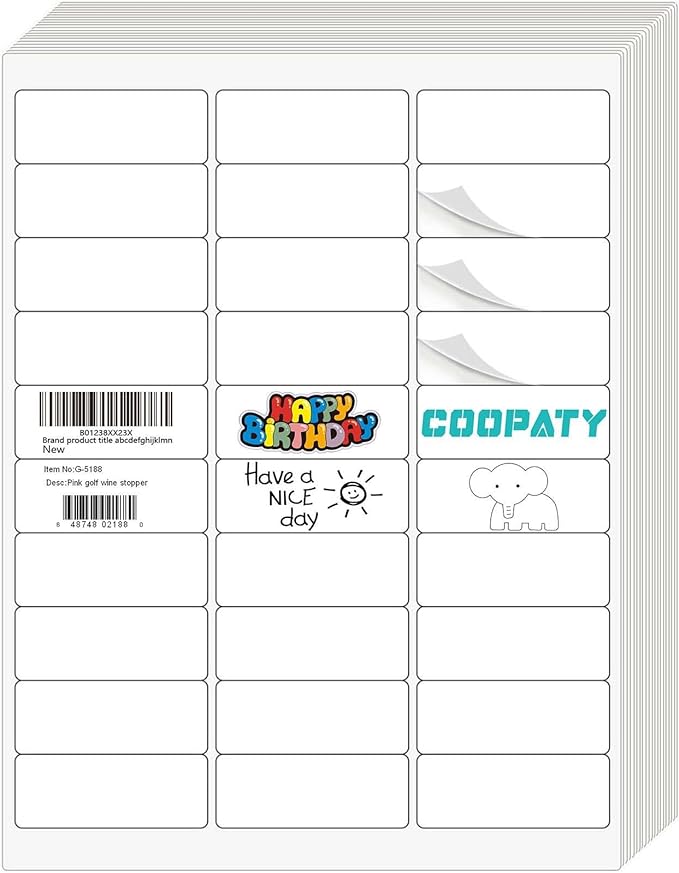 Coopaty 30-Up FBA Labels 1" x 2-5/8" Address Label for Laser & Ink Jet Printers (500 Sheets, 15000 Labels)