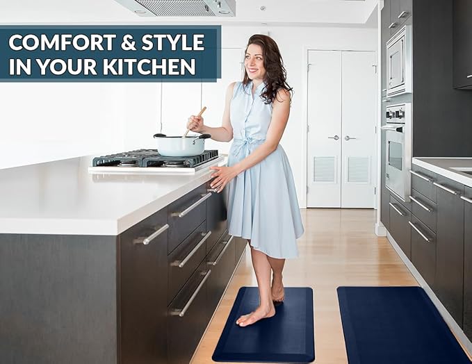 ComfiLife Anti Fatigue Floor Mat – 3/4 Inch Thick Kitchen Mats for Floor, Standing Desk Mat, Kitchen Rug – Comfort at Home, Office – Durable – Stain Resistant – Non-Slip Bottom (20" x 32", Navy)