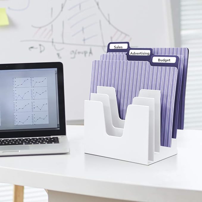 Acrimet 5 Section Incline File Sorter Organizer, Mail, Folder, Letter Desk Organizer, Rack for Office Organization Desktop (Plastic) (White Color)