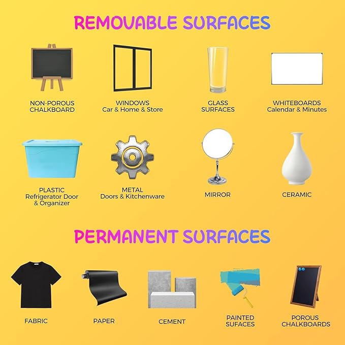 SFAIH 8 Vibrant Liquid Chalk Markers Erasable - 0.7-1mm Fine Tip Chalkboard Pens for Blackboards, Calendar, Acrylic Board, Glass, Signs, Mirror, Dust Free, Non-Toxic, With Highlighter Color Markers