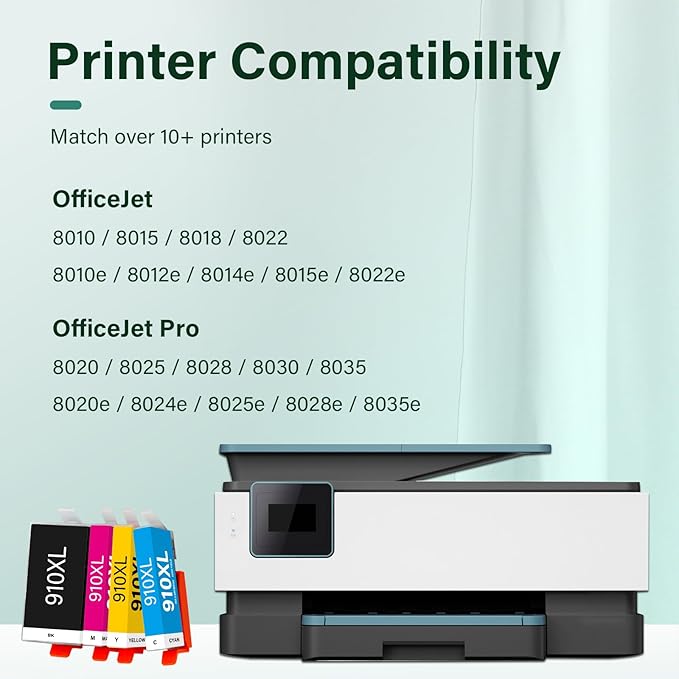 910XL 910 8015e Ink Cartridges Combo Pack Replacement for HP Printers 8025e 910 XL 910XL Black and Color 910XL/910 Multipack for OfficeJet Pro 8015e 8025e 8028e 8020 8035e 8034e 8020e 8025 8010 8028