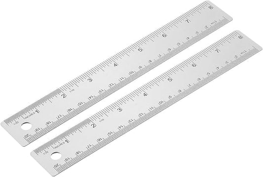 PATIKIL 12 Inch Stainless Steel Ruler Straight Edge Ruler, 2 Pcs Cork Backing Non-Slip Metal Ruler with Inches Centimeter Metric Measuring Tools for Office