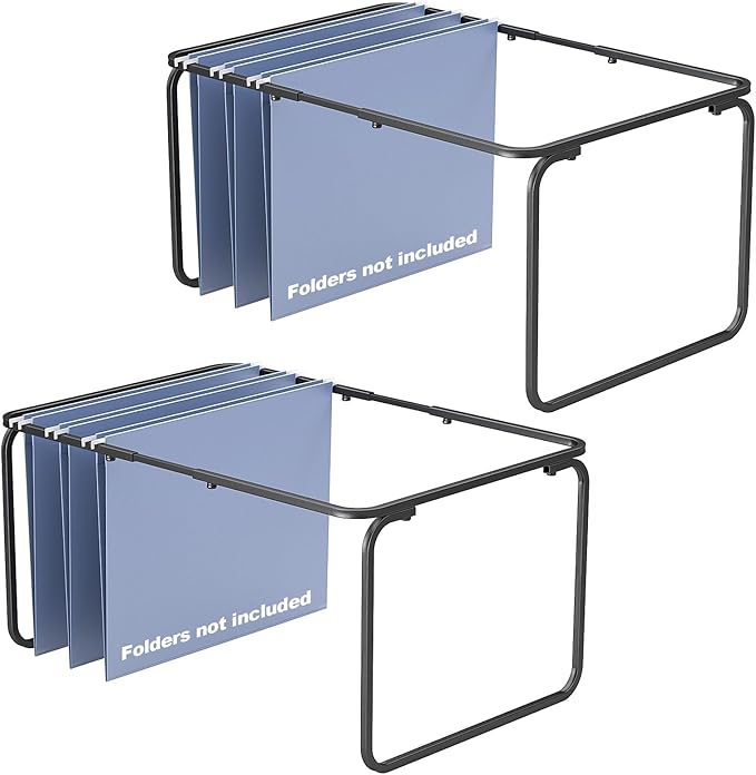 Legal/Letter Size Hanging File Folder Frame,Adjustable 16 to 25 inches,Heavy Duty Steel File Cabinet/Drawer Organizer Insert,Hanging Folder Holder for Desktop,12.598" W X 9.45" H,2 Packs