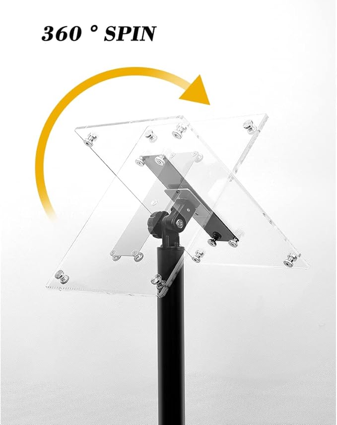 DISPLAYSWORKER Adjustable Heavy Duty Pedestal Sign holder floor Stand, acrylic sign stand poster stand , Standing Floor for 8.5 x 11 inch,Black (black, acrylic frame 8.5-x-11-inch)