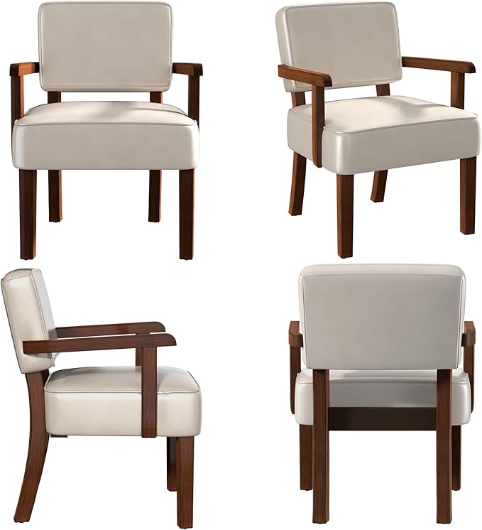 Accent Chair, PU Leather Chair for Living Room Oversized Armchair with Soft Seat and Armrests for Bedroom Dinning Reading Waiting Room (One Chair)