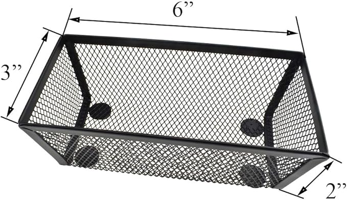 HAHIYO Stackable Mesh Tray Cup 6 x 3 x 2 inches Sturdy Container for Desk Drawer Organizer Collection for Home Office School kitchen Soft Foam Feet No Sharp Edges 2 Pack Black