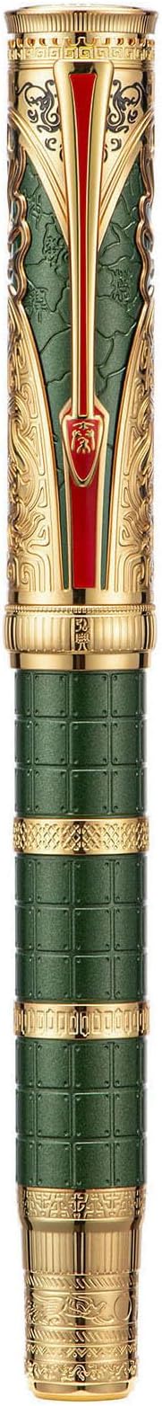 Hongdian D5X Fountain Pen - Green Qin Dynasty Writing Pen with Fine Nib and Converter Set