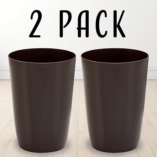 HOLDN’ STORAGE Small Trash Can - Set of 2 Open Top Waste Bin of 1.58 Gallon, Compact Waste Can Perfect for Bathroom, Kitchen, Office, Dorm - Durable Garbage Can - Metallic Brown