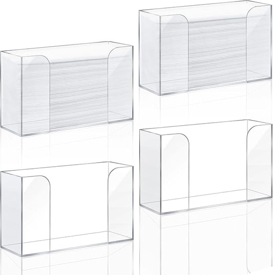 Deekin 4 Pcs Acrylic Paper Towel Dispenser Countertop Paper Towel Holder, Clear Trifold Guest Napkin Dispenser for Z-fold, C-fold or Multifold paper holder for Bathroom Toilet and Kitchen