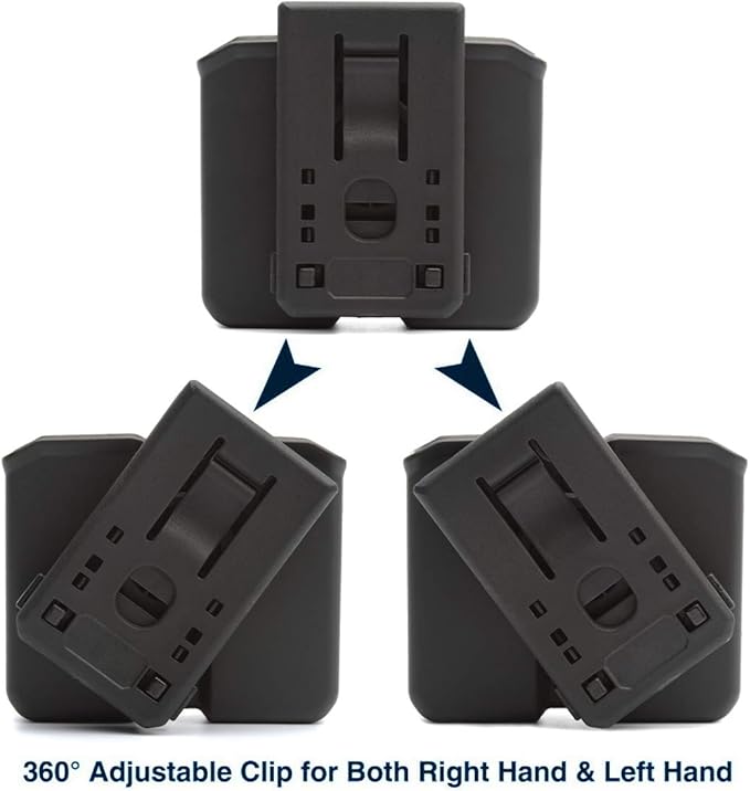 OWB Polymer Double Magazine Holster Ambidextrous Carrier, Fits 9mm/.40 Calibers Double Stack Magazines of Glock, S&W, Sig Sauer, Springfield, Taurus, Beretta, Ruger, Walther, Canik, Colt, CZ, H&K