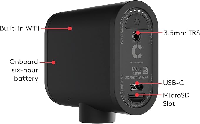 Logitech for Creators Mevo Start, Wireless Live Streaming Camera, 1080p HD Video Quality, Intelligent App Control, Stream via LTE or Wi-Fi - Black