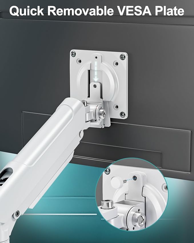 Dual Monitor Mount for 2 Monitors up to 32 inches, Height Adjustable Gas Spring Double Monitor Stand, Two Display Desk Mount Holder, Each Monitor Arm Holds Max 22lbs, VESA Mount, White, Freelift Pro