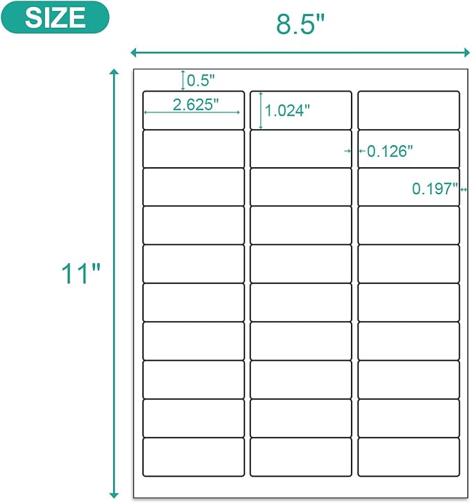 MFLABEL Address Labels, 1" x2-5/8 Mailing Labels, 30-UP White Shipping Labels for Inkjet or Laser Printer, 4500 Sticker Labels (150 Sheets), 30 Labels per Sheet
